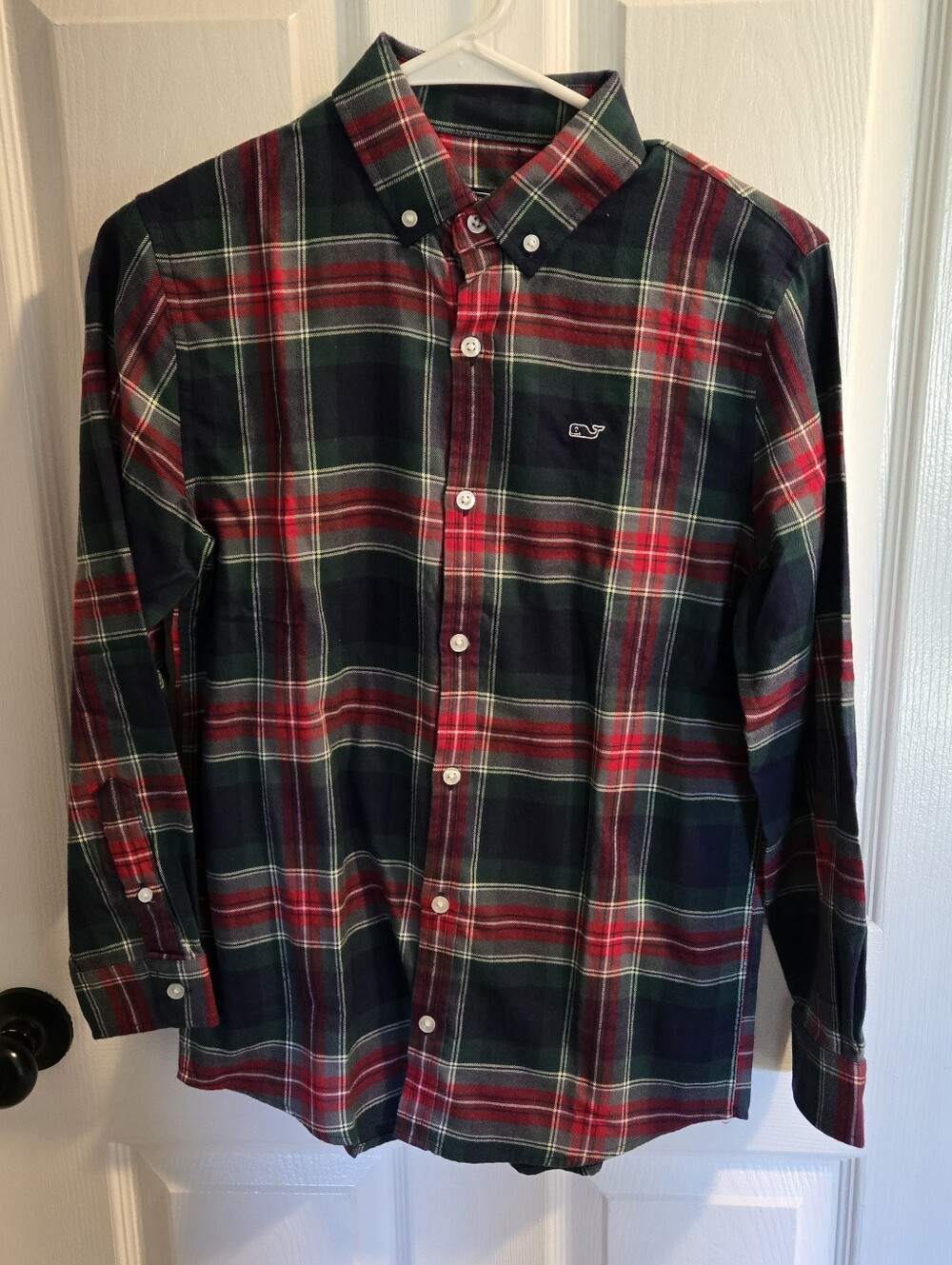 Vineyard Vines Boys Red/Navy Flannel Plaid Button-Down (Sz M 12/14) NWT
